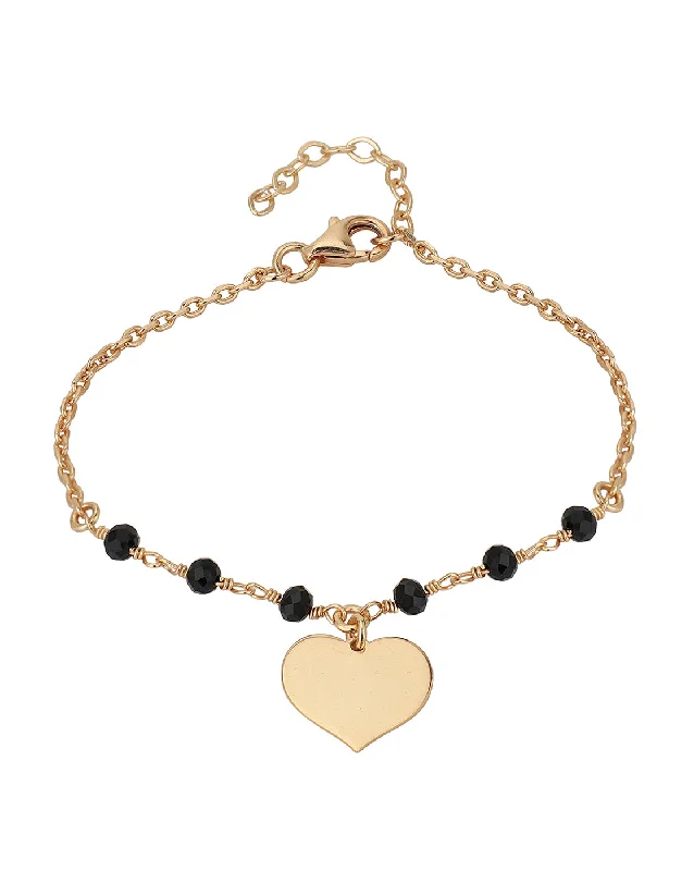 bracelets and bangles with shell design -Carlton London Rose Gold Plated Heart Charm Bracelet For Women