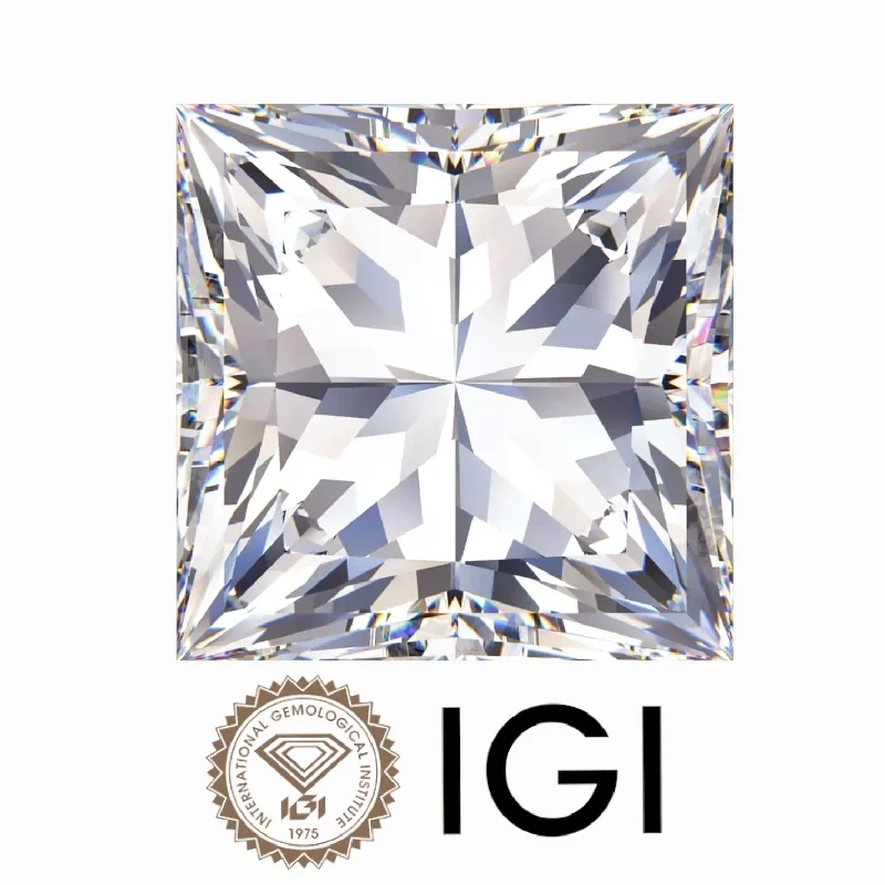 ladies engagement rings rose gold -4.10 ct. Princess Wholesale IGI Certified Lab Grown Loose Diamond. (VVS2 / H)