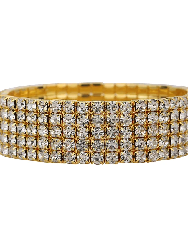 bracelets and bangles gold set -Carlton London Brass Cubic Zirconia Gold-Plated Bracelet