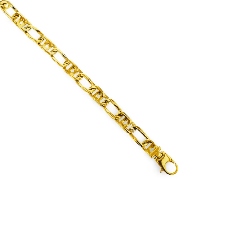 bracelets and bangles custom made -14KT YELLOW GOLD 8.2MM MEN'S ANCHOR LINK BRACELET