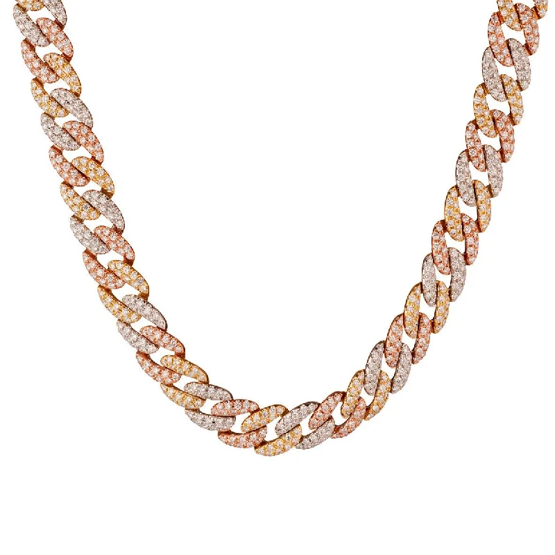 necklaces for women gold -TRI-COLOR DIAMOND CURB LINK NECKLACE