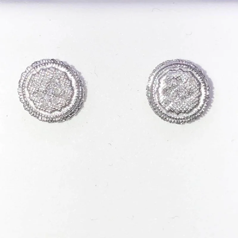 ladies earrings for trendy women -3D Circle Diamond .26cttw Earrings .925 Sterling Silver