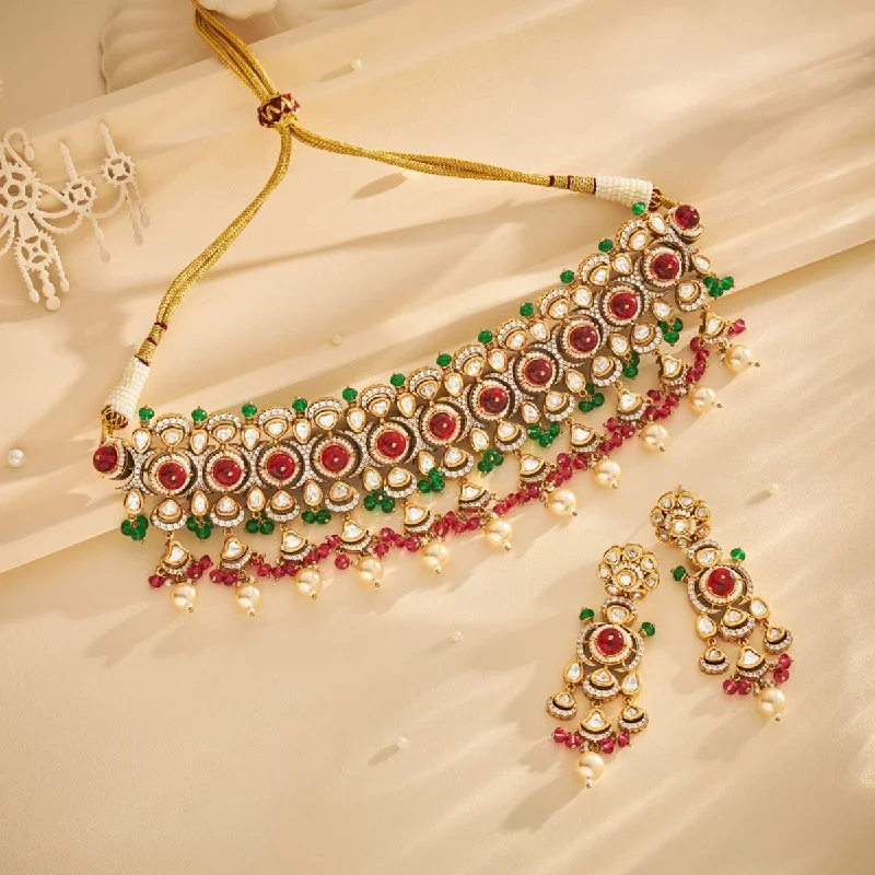 necklaces with birthstone charm -Kundan Necklace 165872