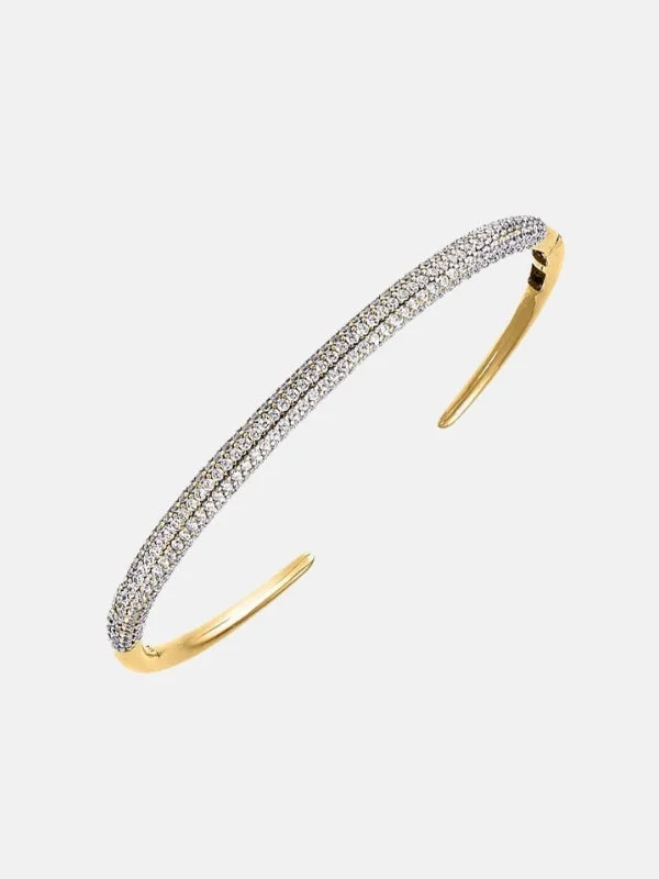 bracelets and bangles chic design -Double Row Pave Open Bangle Bracelet