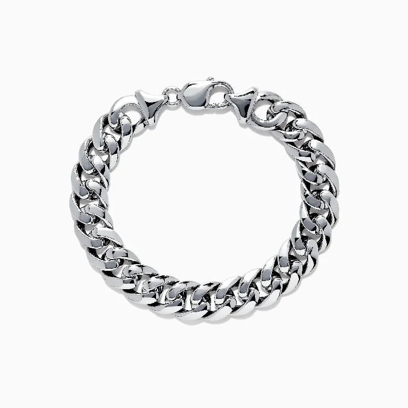 bracelets and bangles white gold -Men's Sterling Silver Cuban Link Bracelet