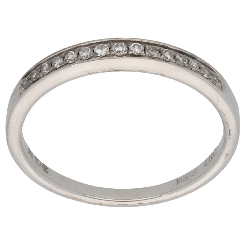 ladies engagement rings with filigree -18ct White Gold 0.10ct Diamond Half Eternity Ring Size N