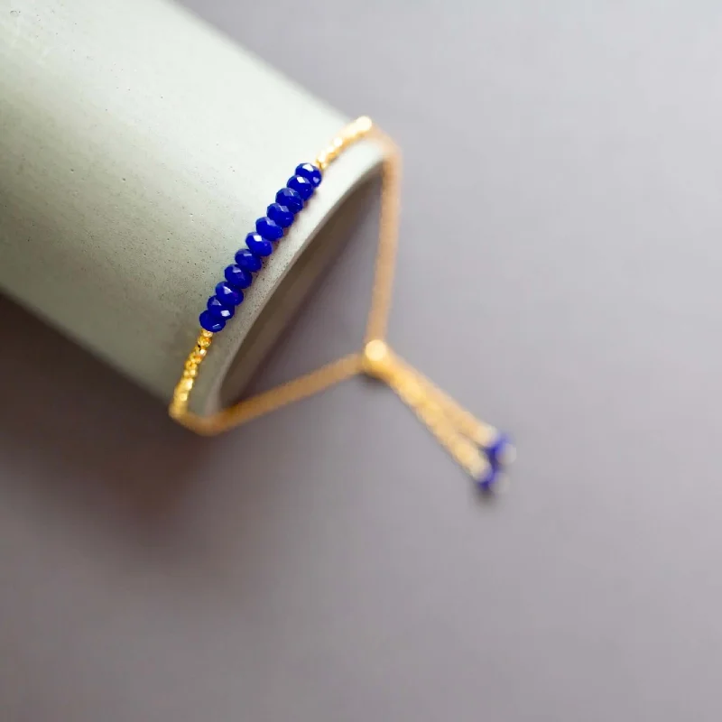 bracelets and bangles with amethyst -Lapis Lazuli Adjustable Stacking Bracelet