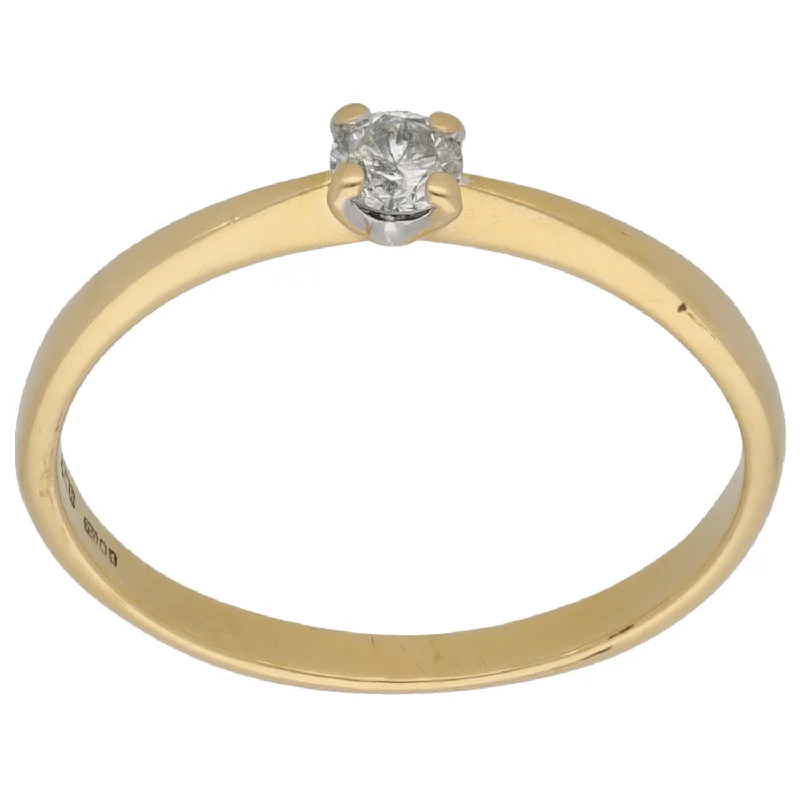 ladies engagement rings with colored stones -9ct Gold 0.15ct Diamond Solitaire Ring Size Q