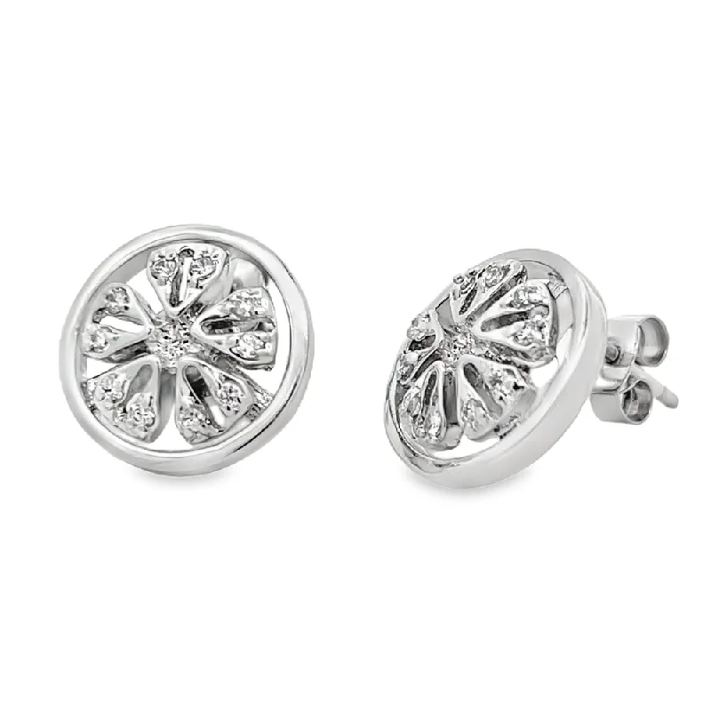 ladies earrings for gift ideas -CZ Spinning Wheel Split 5 Spoke Rim Earrings .925 Sterling Silver