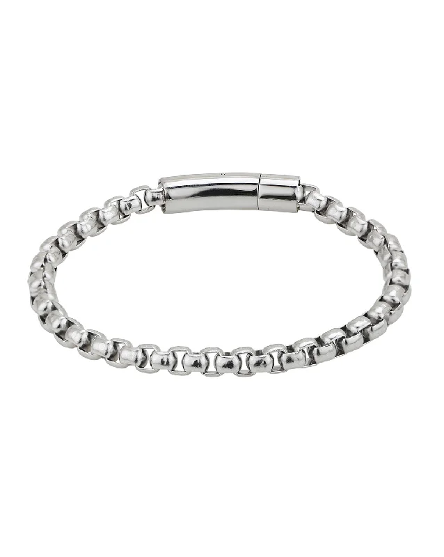 bracelets and bangles for birthday -Silver Plated Link Bracelet for men