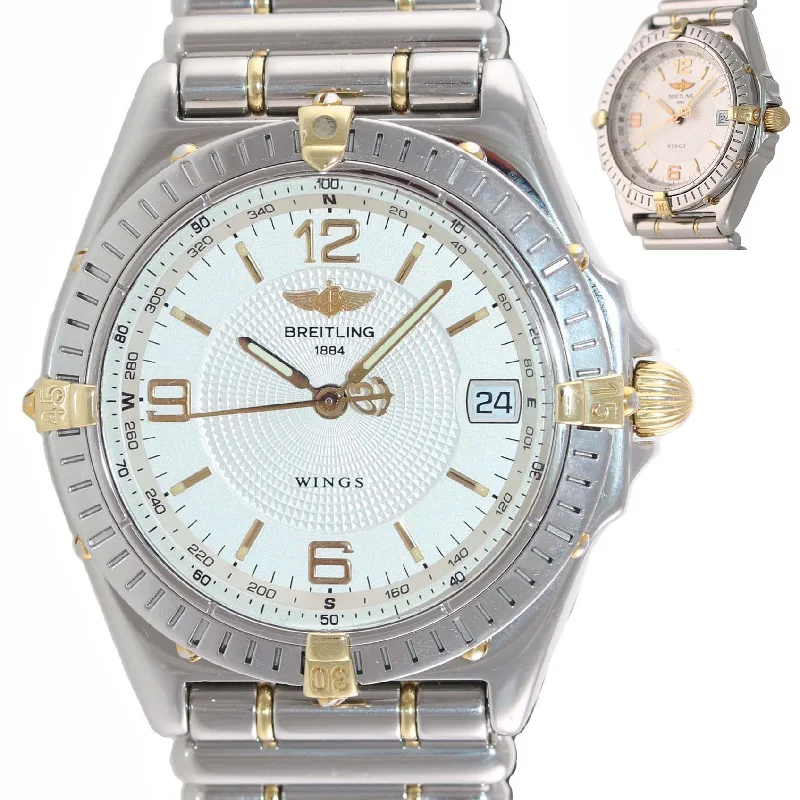 bracelets and bangles silver charm -MINT Breitling Wings B10050 Bullet Bracelet Steel Gold Two Tone Automatic Watch