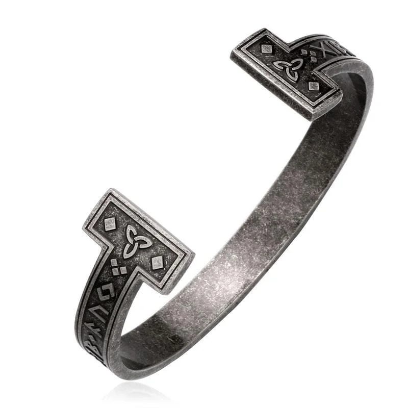 bracelets and bangles custom made -Men's Punk Bronze Rune Opening Titanium Steel Bracelet