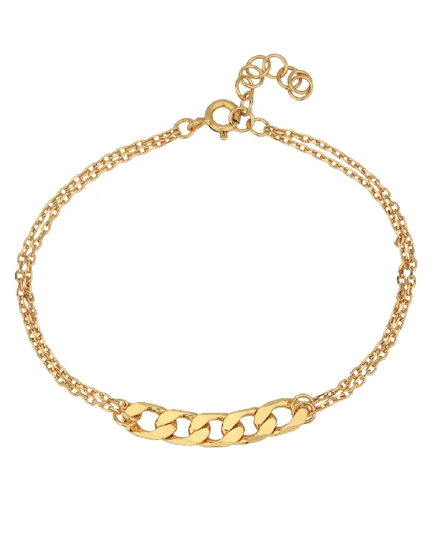 bracelets and bangles promise gift -18kt Gold Plated Double Chain Link Bracelet