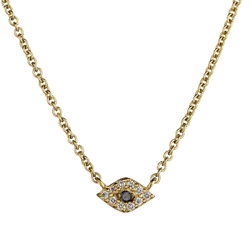 necklaces with black diamond -MINI EVIL EYE DIAMOND AND BLUE SAPPHIRE NECKLACE