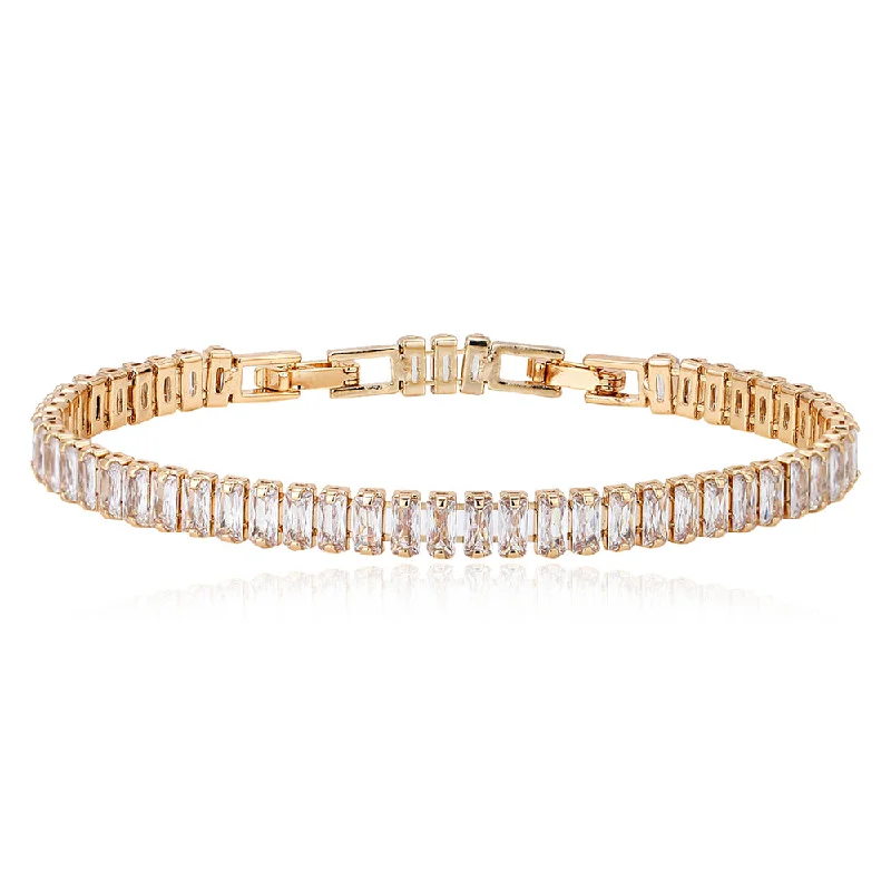 bracelets and bangles stackable style -Carlton London Premium Jwlry-Gold Toned Cz Studded Gold-Plated Wraparound Adjustable Bracelet Fjb4175