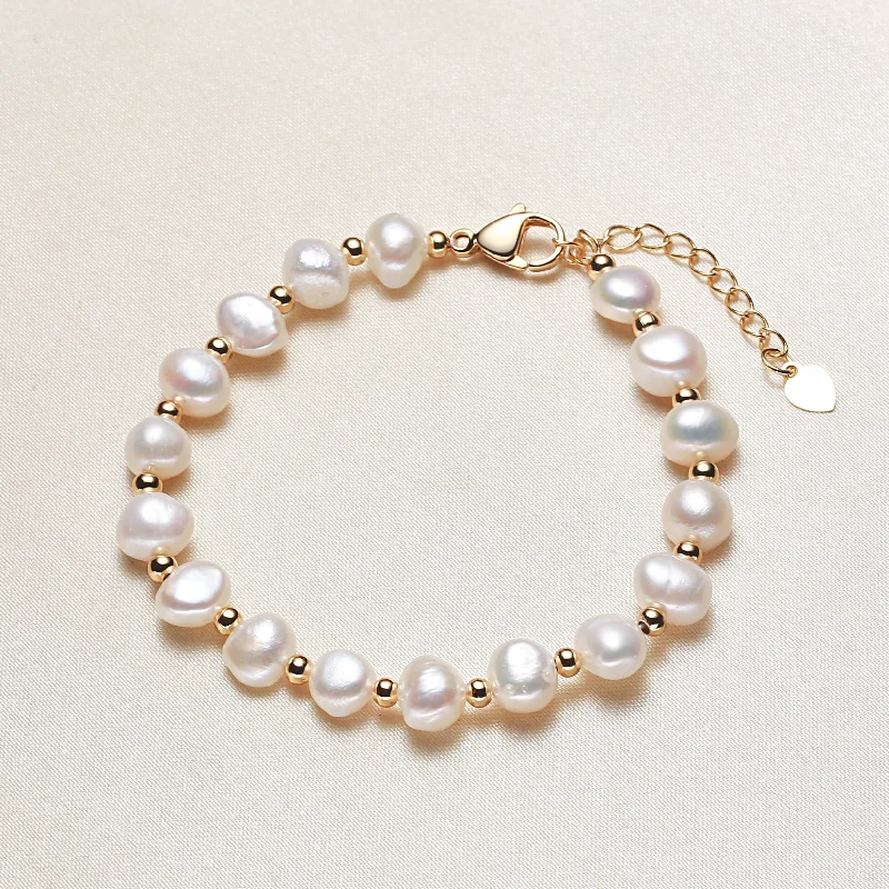 bracelets and bangles rose gold -Women's Casual Fashion Freshwater Shaped Pearl Bracelet