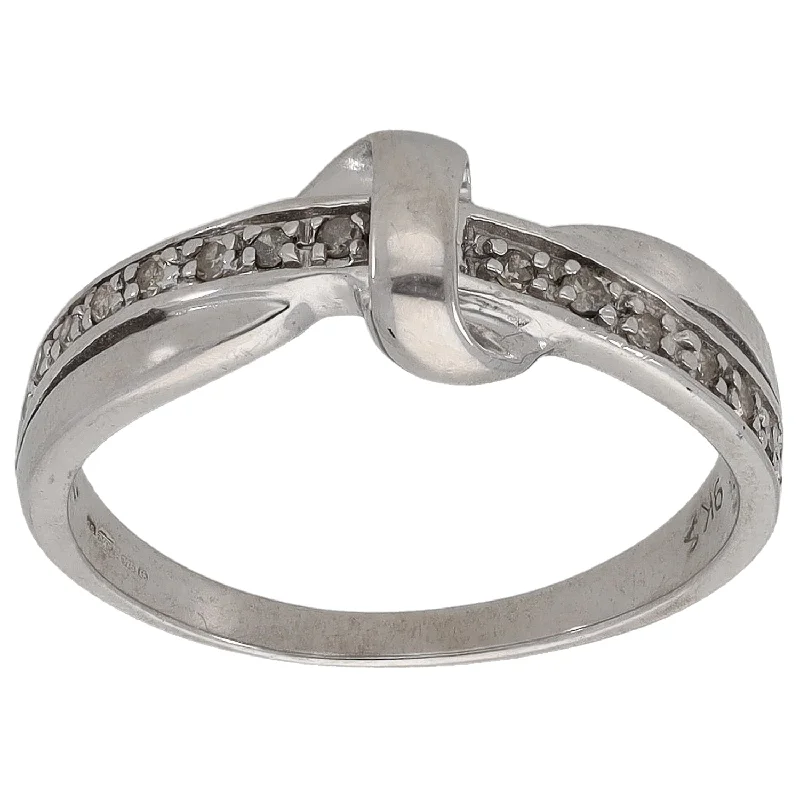 ladies engagement rings princess cut -9ct White Gold 0.10ct Diamond Half Eternity Ring Size K