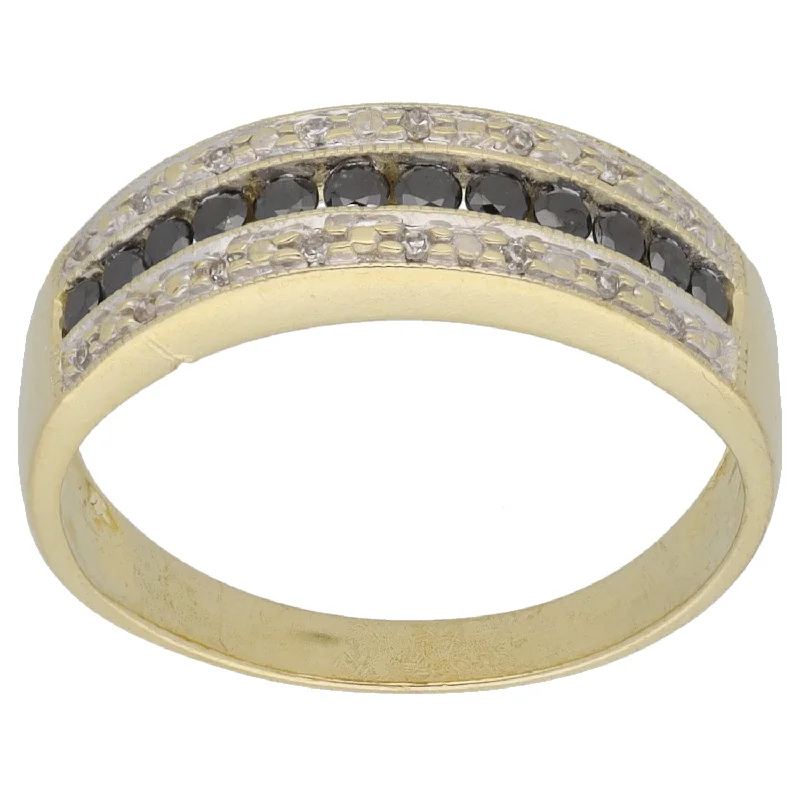 ladies engagement rings under 500 -9ct Gold Sapphire & 0.16ct Diamond Half Eternity Ring Size P