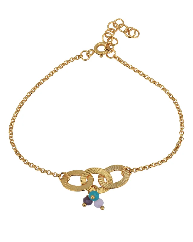 bracelets and bangles bold style -18kt Gold Plated with Glass Bead Charm Bracelet