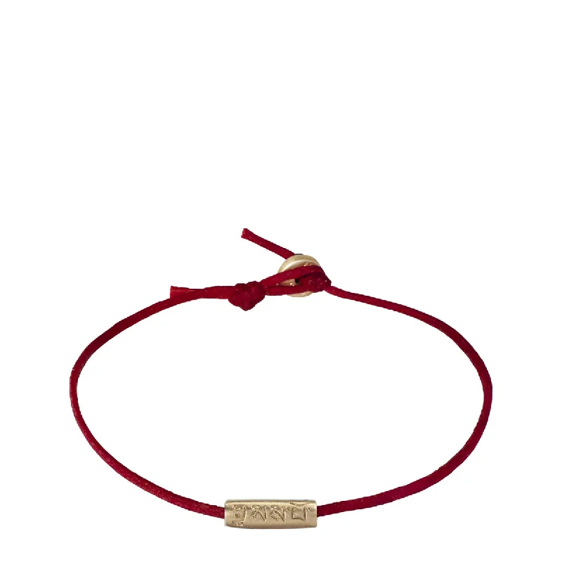 bracelets and bangles with crystals -Men's 10K Gold Tibetan Love Tube Bead Bracelet on Red Cord