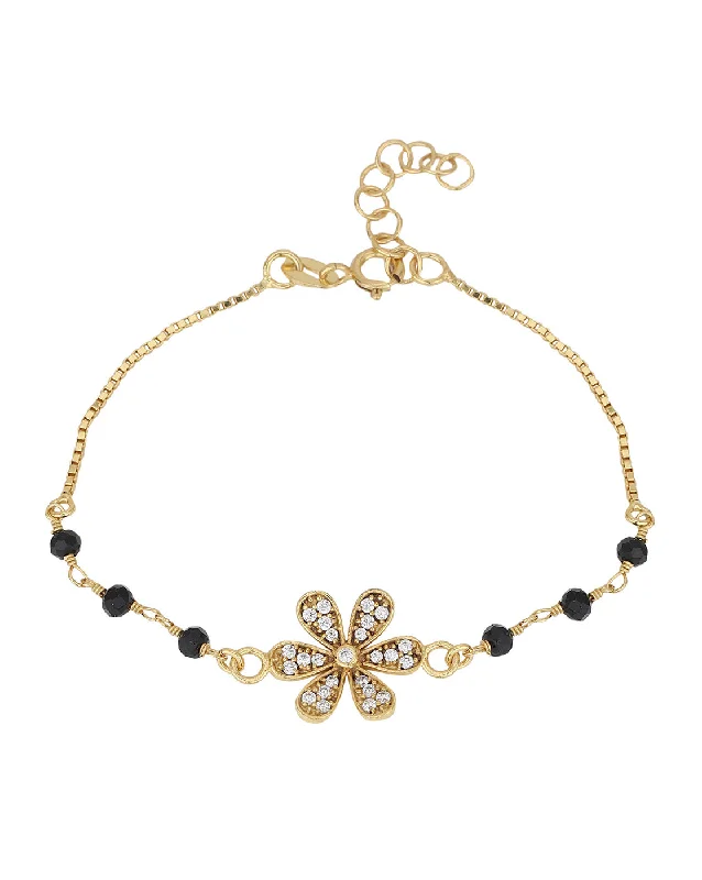 bracelets and bangles for special occasion -Carlton London Gold Plated Cz Studded Floral Bracelet For Women