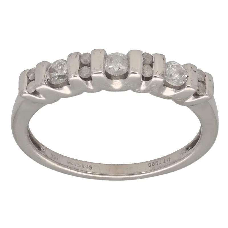 ladies engagement rings gold plating -9ct White Gold 0.29ct Diamond Half Eternity Ring Size N