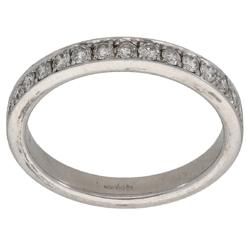 ladies engagement rings oval shape -9ct White Gold 0.30ct Diamond Half Eternity Ring Size K