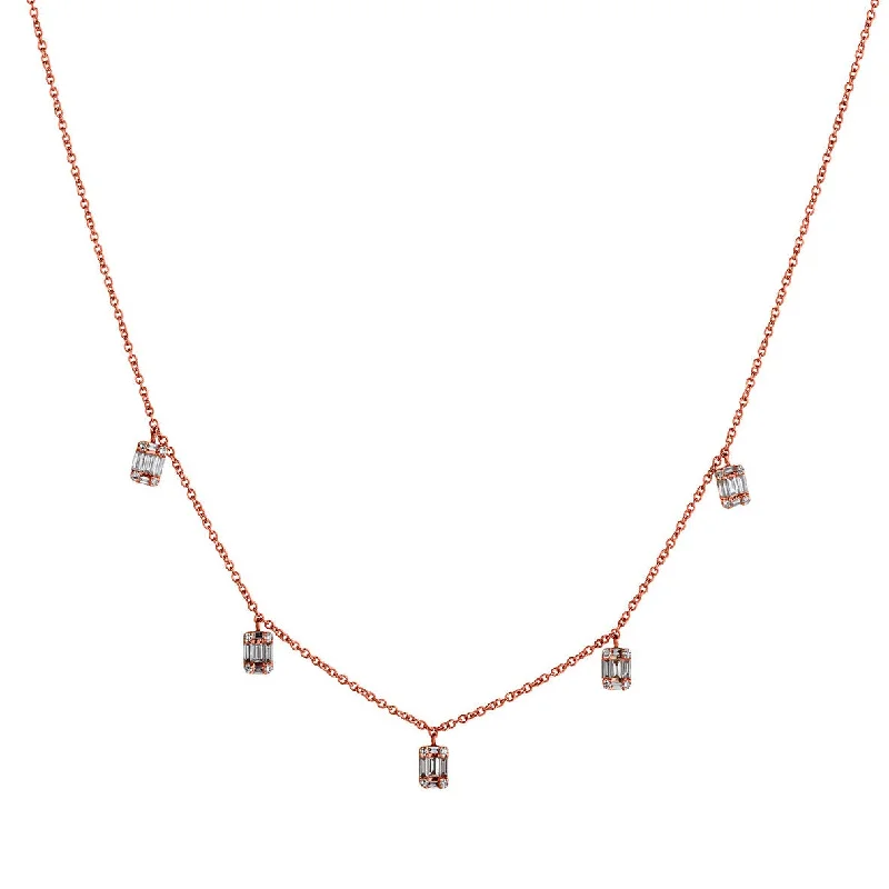 necklaces affordable luxury -BAGUETTE & ROUND DIAMOND SPRINKLE NECKLACE