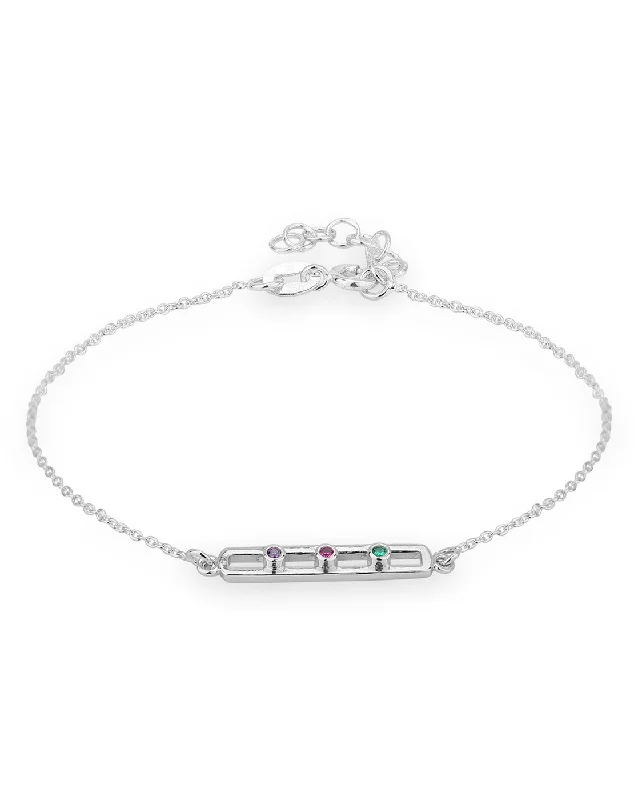 bracelets and bangles for brides -Carlton London Cz With Rhodium Plated Link Bracelet For Women