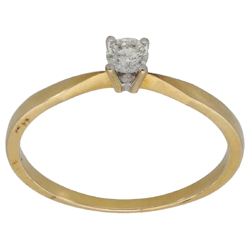 ladies engagement rings yellow gold -9ct Gold 0.15ct Diamond Solitaire Ring Size P