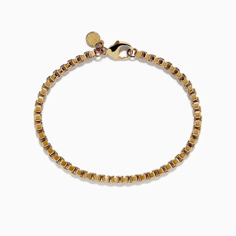 bracelets and bangles with crystals -Men's 14K Yellow Gold Chain Bracelet 8.5"