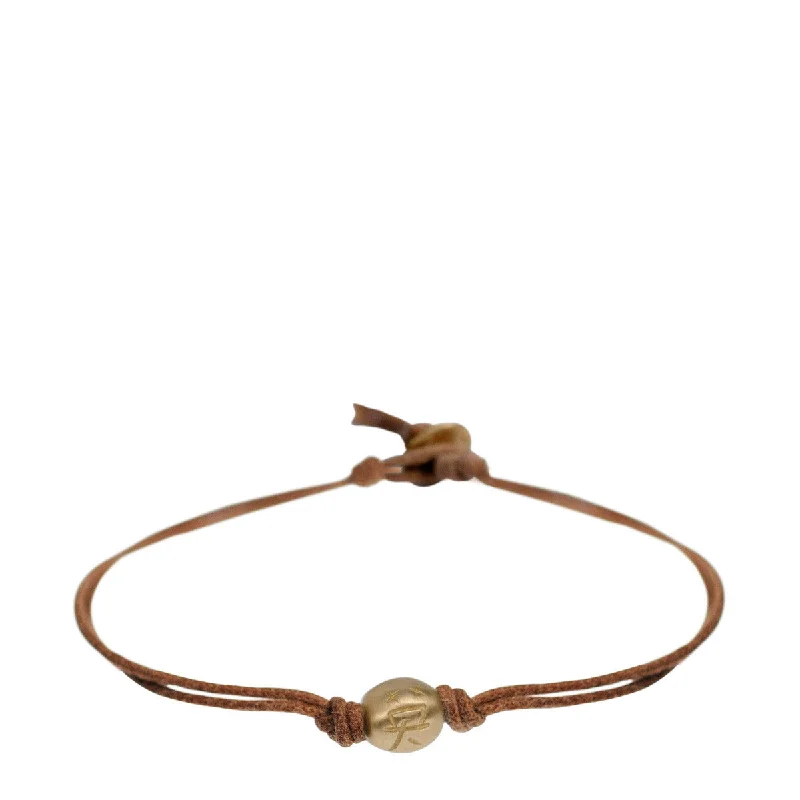 bracelets and bangles classic look -Men's 10K Gold Courage Bead Bracelet on Natural Cord