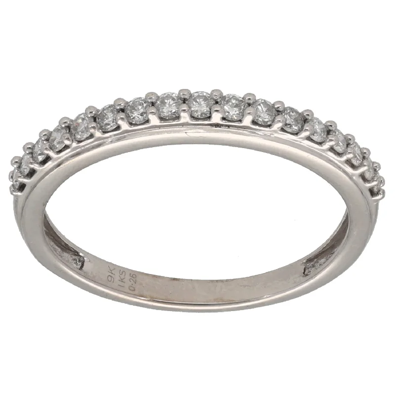 ladies engagement rings floral design -9ct White Gold 0.26ct Diamond Half Eternity Ring Size O