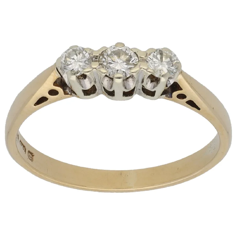 ladies engagement rings with crystals -9ct Gold 0.21ct Diamond Trilogy Ring Size K