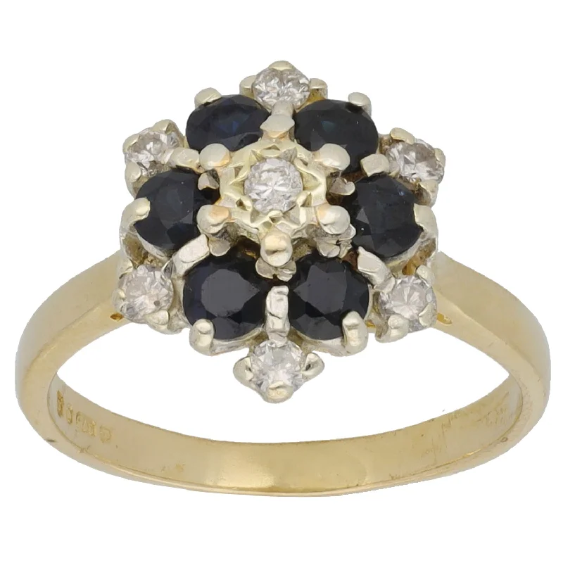 ladies engagement rings vintage inspired -9ct Gold 0.21ct Diamond Cluster Ring Size K