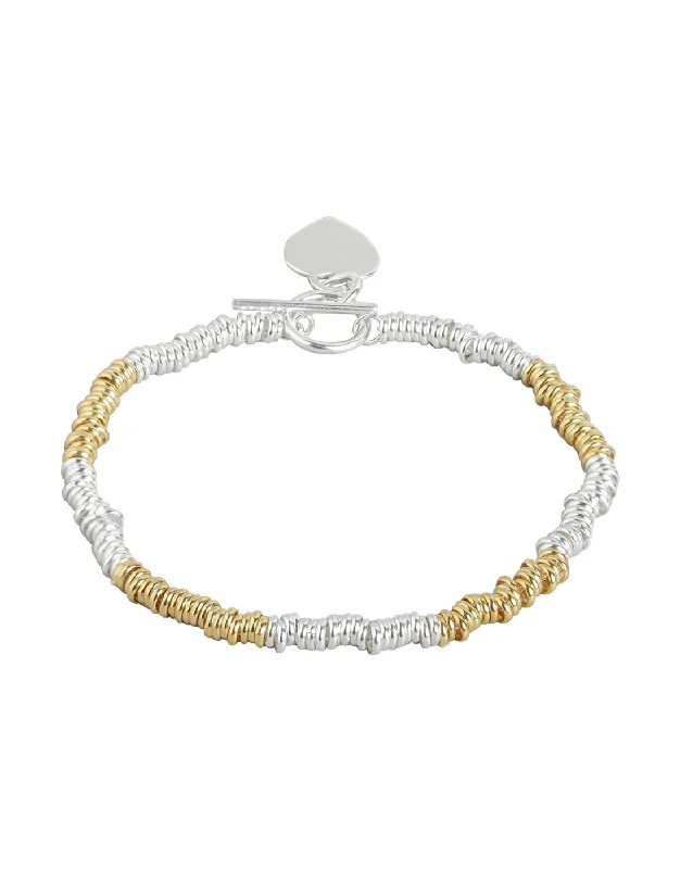 bracelets and bangles for office wear -925 Sterling Silver Rhodium Plated With Gold Embellished Fancy Bracelet