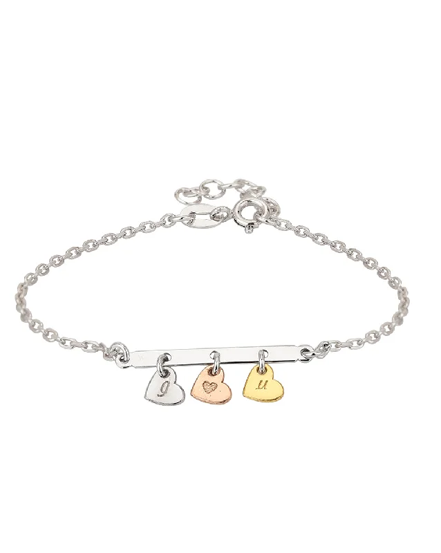 bracelets and bangles for fashion lovers -Carlton London 2 Toned Rhodium Plated Shape Charm Bracelet