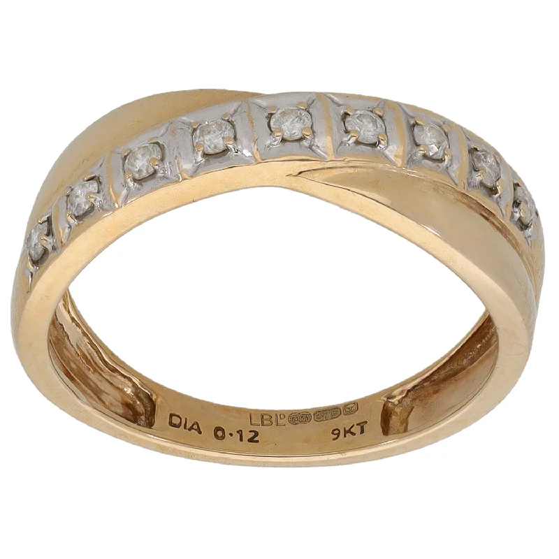 ladies engagement rings for romantic proposal -9ct Gold 0.12ct Diamond Half Eternity Ring Size K