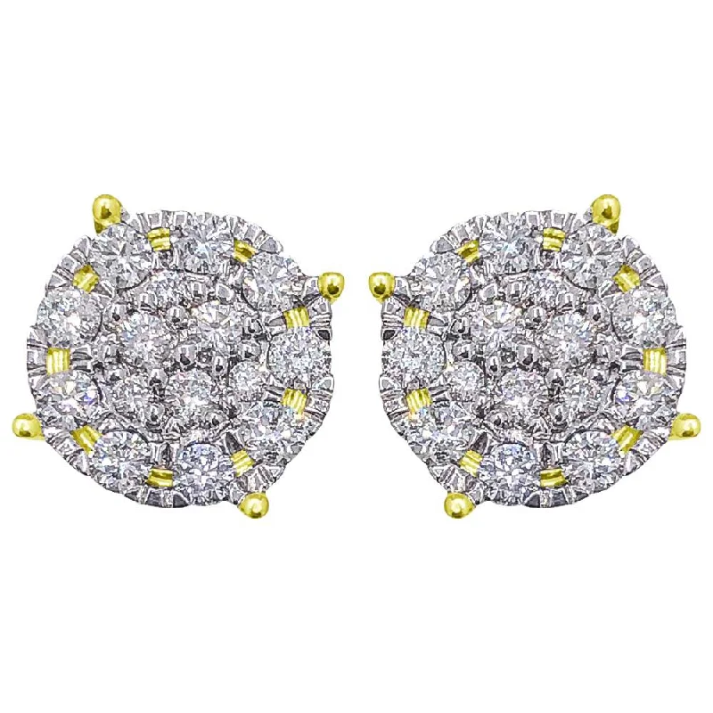 ladies earrings with white pearls -Solitaire Illusion .94cttw Diamond Earrings 14K Yellow Gold