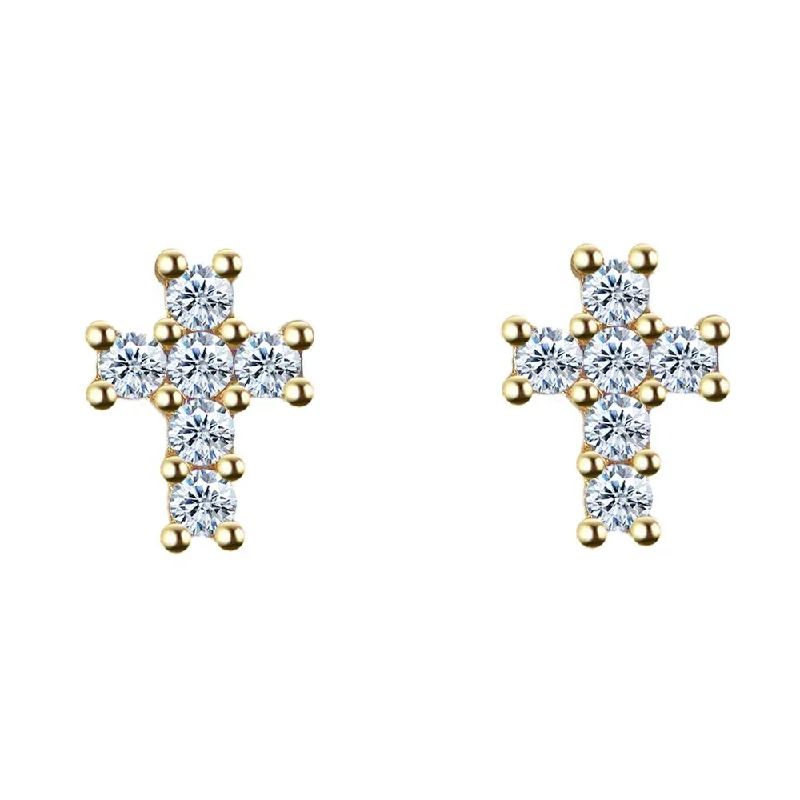 ladies earrings with black diamond -Tennis Cross VVS Moissanite Earrings .925 Sterling Silver