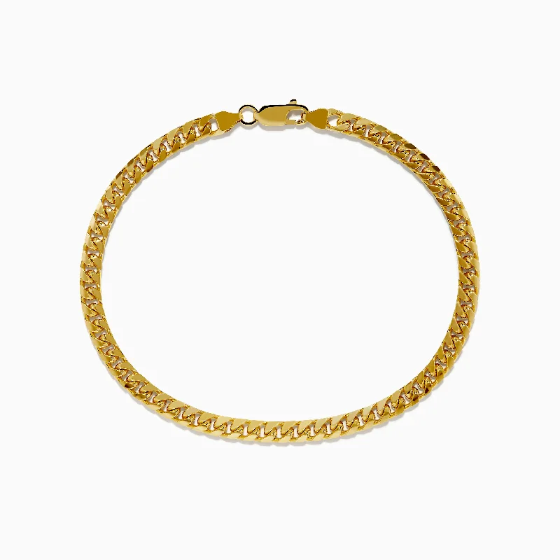 bracelets and bangles delicate look -Men's 14K Yellow Gold 4.5mm Solid Cuban Domed 9" Bracelet