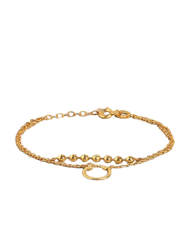 bracelets and bangles two tone -18Kt Gold Plated Double Chain Charm Bracelet For Women