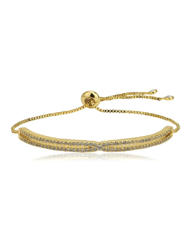 bracelets and bangles with topaz -Premium Gold Plated With Cz Fancy Adjustable Bracelet For Women