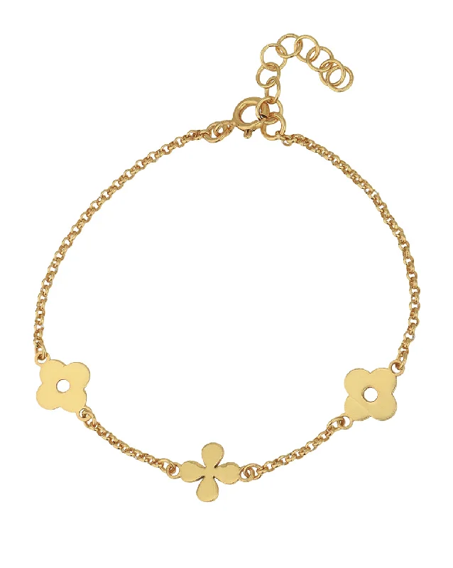 bracelets and bangles classic look -18kt Gold Plated Floral Charm Bracelet