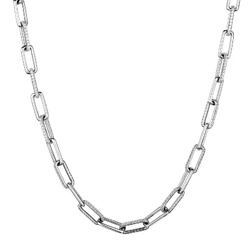 necklaces hypoallergenic metal -DIAMOND OVAL LINK CHAIN NECKLACE