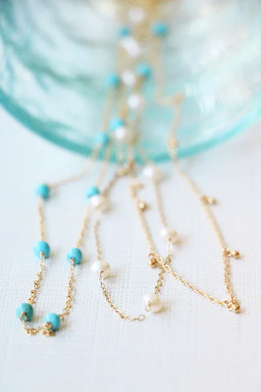 necklaces with blue sapphire -pop of turquoise necklace { gold }