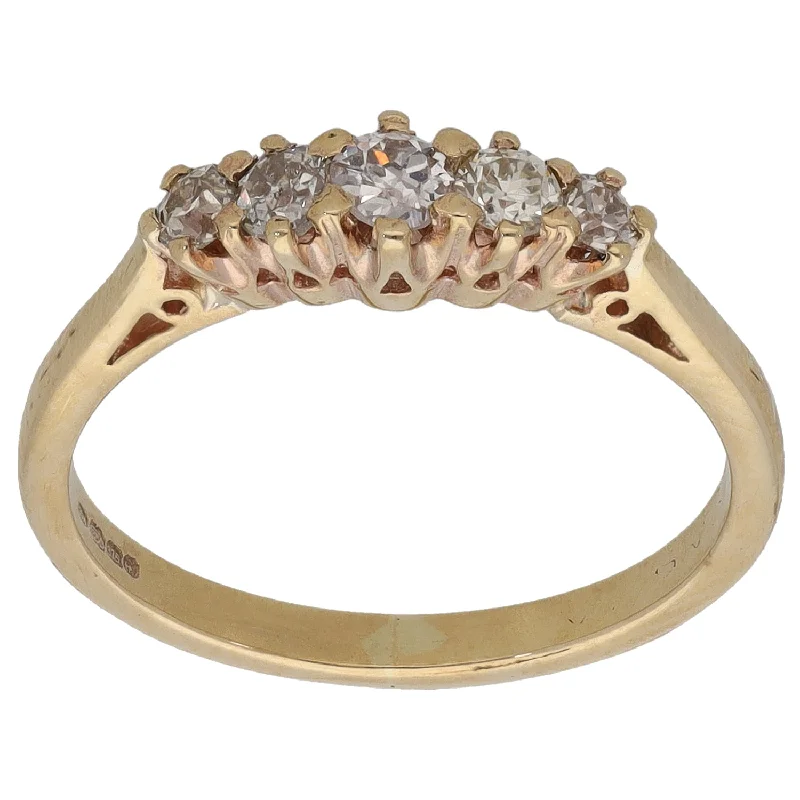 ladies engagement rings modern design -9ct Gold 0.14ct Diamond Half Eternity Ring Size L