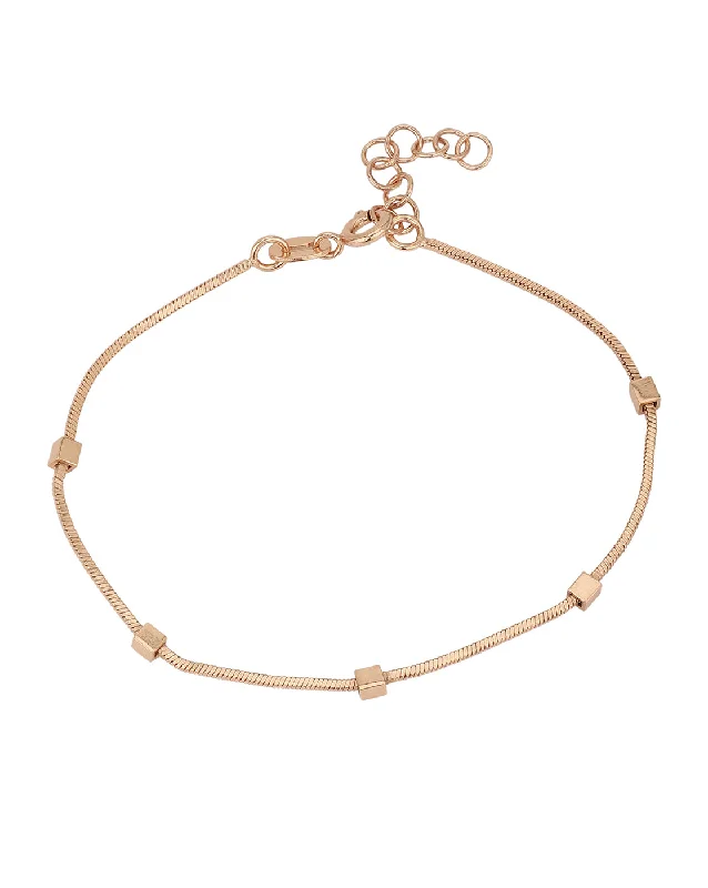 bracelets and bangles with blue topaz -Carlton London Rose Gold Plated Charm Bracelet For Women