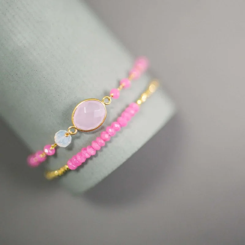 bracelets and bangles promise gift -Rose Quartz Bracelet Set