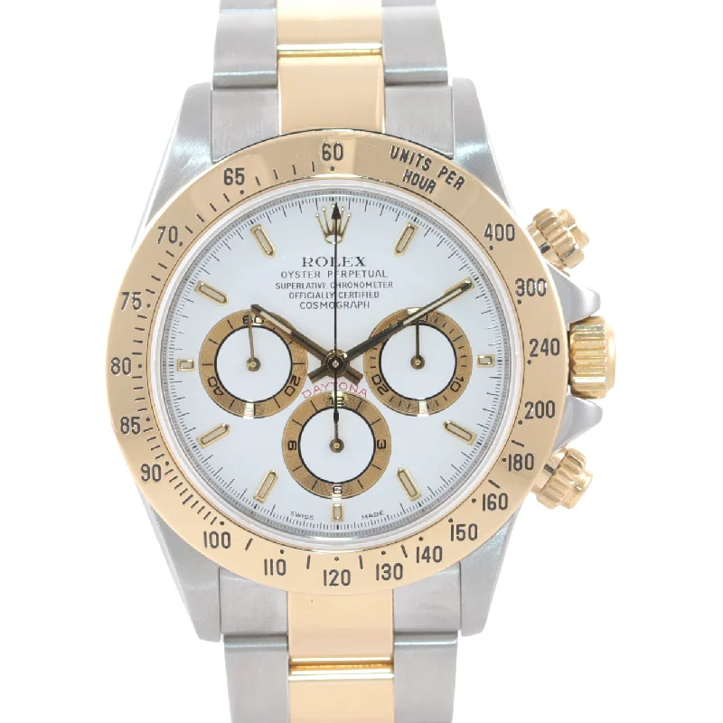 bracelets and bangles with feather charm -MINT Rolex Daytona 16523 Zenith Two Tone 18 Yellow Gold White Dial SEL Bracelet